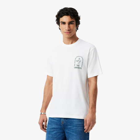 T-shirt Lacoste en coton biologique avec imprimé aquarelle Blanc | DM’Sports