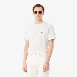 T-shirt Lacoste en coton jersey épais avec bande siglée Blanc | DM’Sports