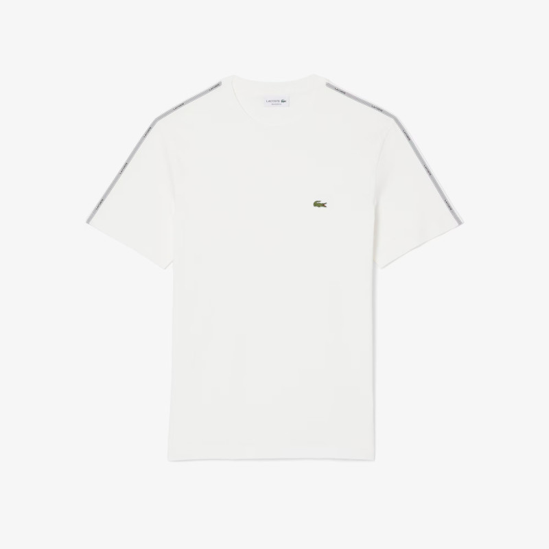 T-shirt Lacoste en coton jersey épais avec bande siglée Blanc | DM’Sports