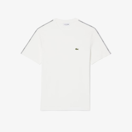 T-shirt Lacoste en coton jersey épais avec bande siglée Blanc | DM’Sports