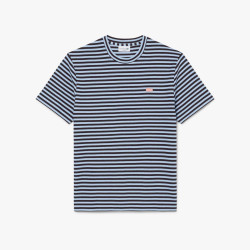 T-shirt Lacoste en jersey texturé rayé Blue Clair Chambray/Buffalo