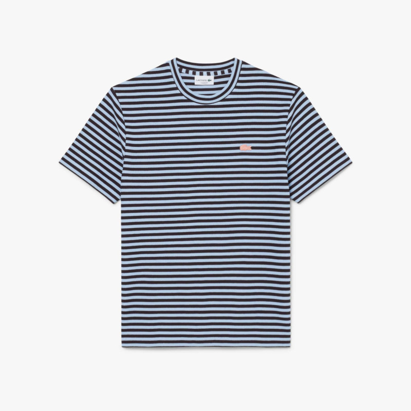 T-shirt Lacoste en jersey texturé rayé Chambray/Buffalo| DM’Sports