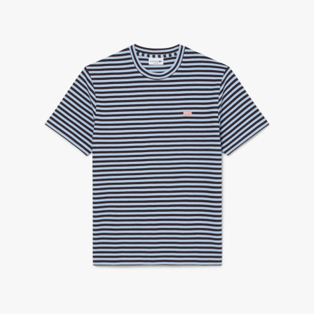 T-shirt Lacoste en jersey texturé rayé Chambray/Buffalo| DM’Sports