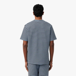 T-shirt Lacoste en jersey texturé rayé Chambray/Buffalo| DM’Sports