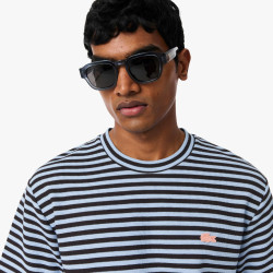 T-shirt Lacoste en jersey texturé rayé Chambray/Buffalo| DM’Sports
