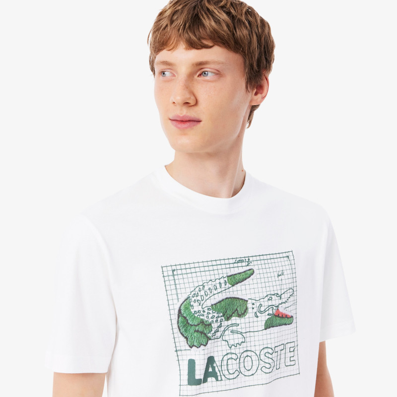 T-shirt Lacoste en coton imprimé Blanc Classic fit | DM’Sports