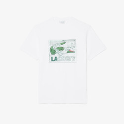 T-shirt Lacoste en coton imprimé Blanc Classic fit | DM’Sports