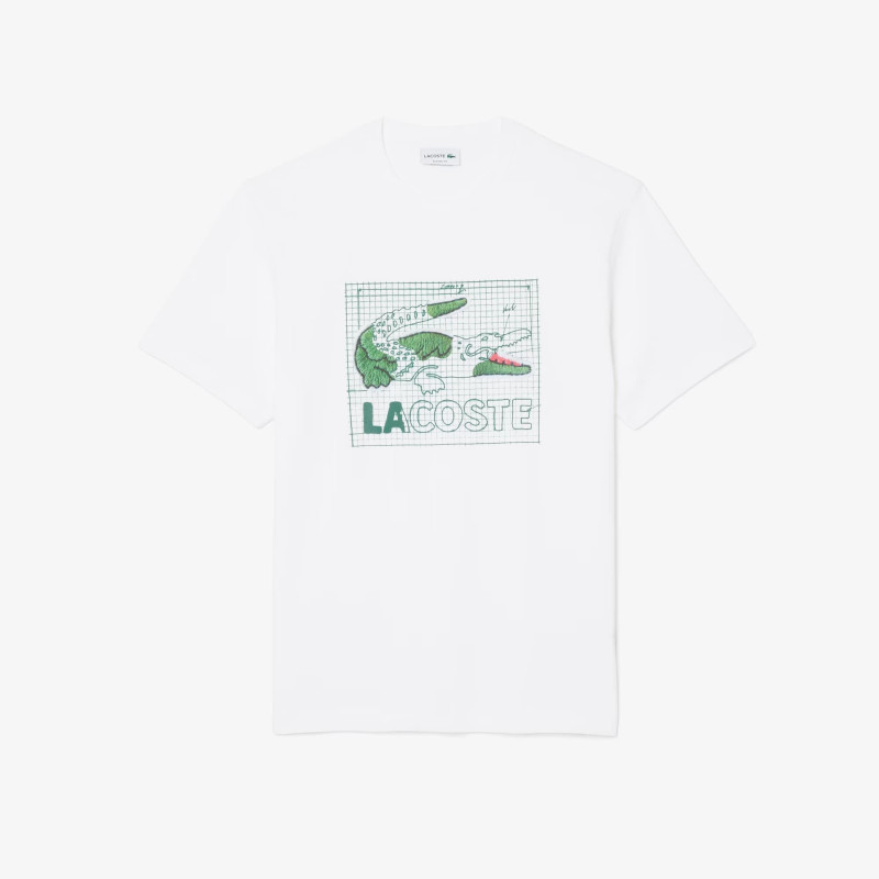 T-shirt Lacoste en coton imprimé Blanc Classic fit | DM’Sports