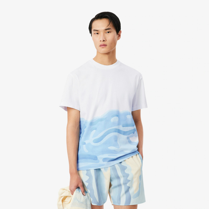 T-shirt Lacoste en coton avec imprimé crocodile Blanc | DM’Sports