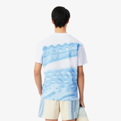 T-shirt Lacoste en coton avec imprimé crocodile Blanc | DM’Sports