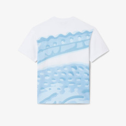T-shirt Lacoste en coton avec imprimé crocodile Blanc | DM’Sports