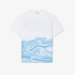T-shirt Lacoste en coton avec imprimé crocodile Blanc | DM’Sports