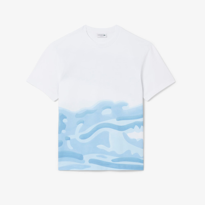 T-shirt Lacoste en coton avec imprimé crocodile Blanc | DM’Sports