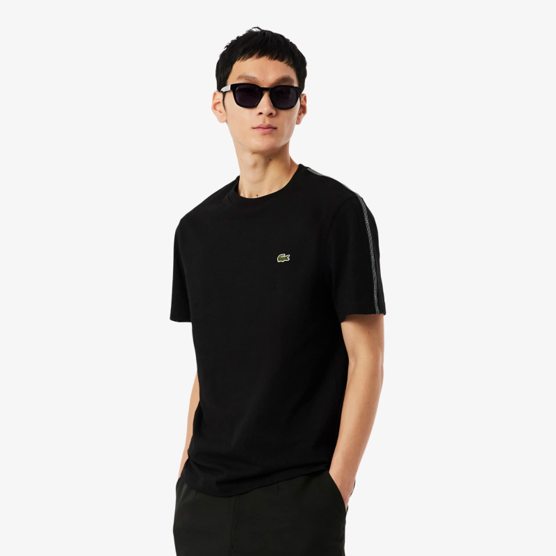 T-shirt Lacoste en coton jersey avec bande logo sur épaules Noir  | DM’Sports
