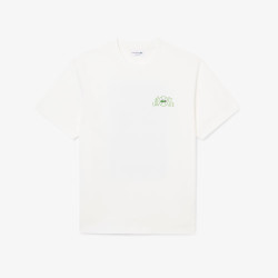 T-shirt Lacoste en coton biologique à imprimé tennis Blanc | DM’Sports