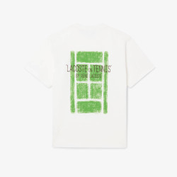 T-shirt Lacoste en coton biologique à imprimé tennis Blanc | DM’Sports