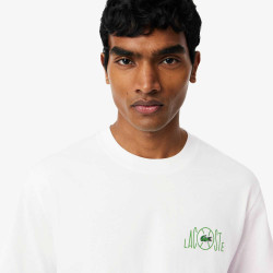 T-shirt Lacoste en coton biologique à imprimé tennis Blanc | DM’Sports