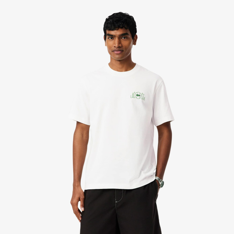 T-shirt Lacoste en coton biologique à imprimé tennis Blanc | DM’Sports