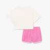 Ensemble LACOSTE bébé coton imprimé blanc et rose
