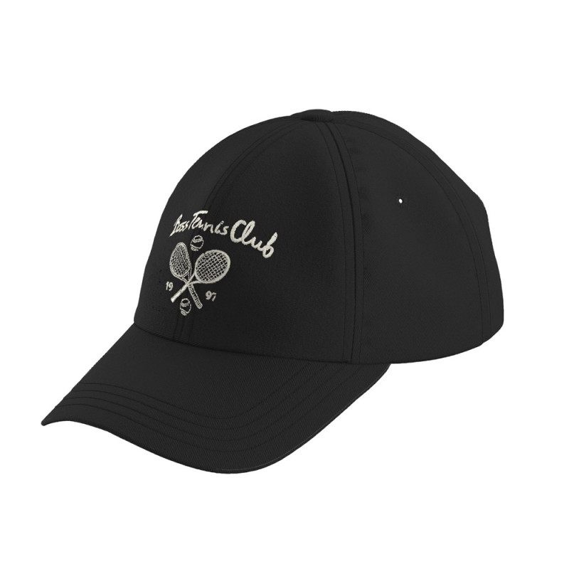 Casquette en serge de coton avec illustrations de tennis Lach_Membre BOSS noir