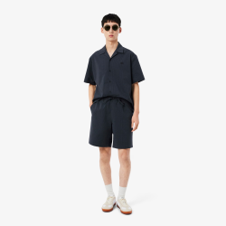 Short Lacoste Seersucker Coton Noir / Gris Foncé