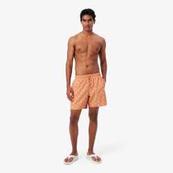 Short de Bain Lacoste Imprimé Crocodile Orange Homme | DM'Sports