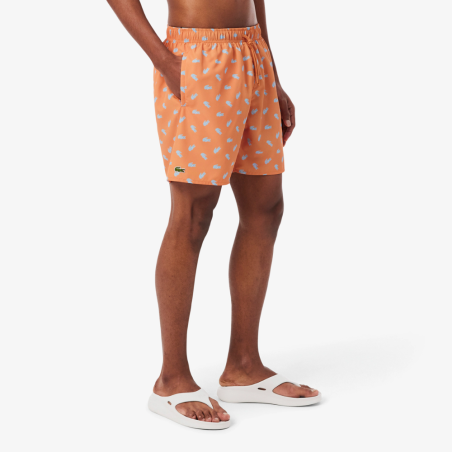 Short de Bain Lacoste Imprimé Crocodile Orange Homme | DM'Sports