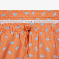 Short de Bain Lacoste Imprimé Crocodile Orange Homme | DM'Sports