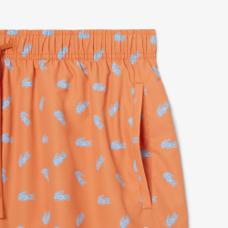 Short de Bain Lacoste Imprimé Crocodile Orange Homme | DM'Sports