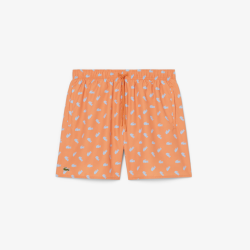 Short de Bain Lacoste Imprimé Crocodile Orange Homme | DM'Sports
