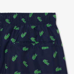 Short de Bain Lacoste Imprimé Crocodile Bleu Nuit Homme | DM'Sports