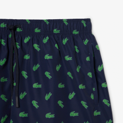 Short de Bain Lacoste Imprimé Crocodile Bleu Nuit Homme | DM'Sports