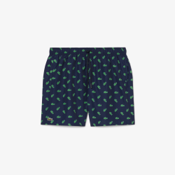 Short de Bain Lacoste Imprimé Crocodile Bleu Nuit Homme | DM'Sports