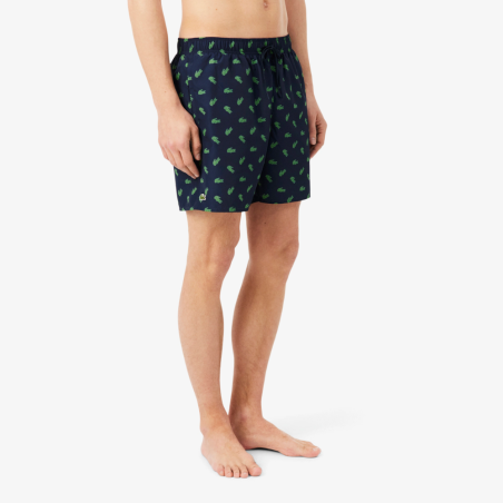 Short de Bain Lacoste Imprimé Crocodile Bleu Nuit Homme | DM'Sports