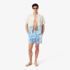 Short de Bain Lacoste Mi-Long Rayé Blanc / Beige
