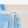 Short de Bain Lacoste Mi-Long Rayé Blanc Beige Homme | DM'Sports