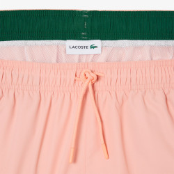 Short de Bain Lacoste Mi-Long Uni Rose / Vert