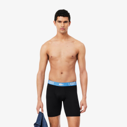 Lot de 3 Boxers Longs Homme Lacoste Polyamide Noir/Vert-Lauze/Turquin