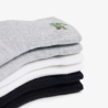 Lot de 3 Paires de Chaussettes de Sport Mi-Hautes Lacoste Blanc/Argent Chiné/Noir | DM'Sports
