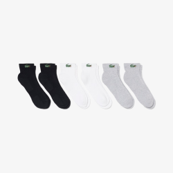 Lot de 6 Paires de Chaussettes de Sport Mi-Hautes Lacoste Blanc/Argent Chiné/Noir