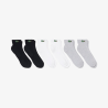 Lot de 6 Paires de Chaussettes de Sport Mi-Hautes Lacoste Blanc/Argent Chiné/Noir