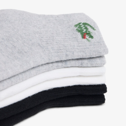 Lot de 6 Paires de Chaussettes de Sport Mi-Hautes Lacoste Blanc/Argent Chiné/Noir | DM'Sports