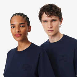 T-shirt Unisexe Lacoste en Coton Embossé Marine | DM'Sports