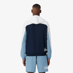 Veste Sport Lacoste à Capuche Marine Aral Blanc Novak Djokovic Off Court | DM'Sports
