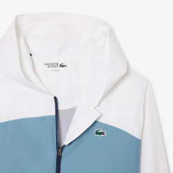 Veste Sport Lacoste à Capuche Marine Aral Blanc Novak Djokovic Off Court | DM'Sports