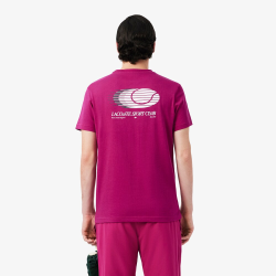 T-shirt Homme Lacoste Sport Imprimé Dos Rubine/Blanc | DM'Sports