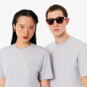 T-shirt Unisexe Lacoste en Coton Embossé Gris Clair