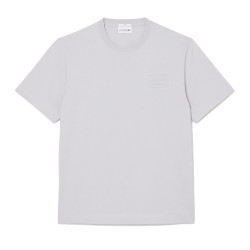 T-shirt Unisexe Lacoste en Coton Embossé Gris Clair