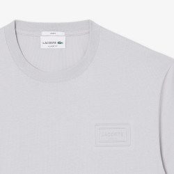 T-shirt Unisexe Lacoste en Coton Embossé Gris Clair