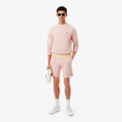 Short Homme Lacoste en molleton gratté de coton biologique Rose Clair
